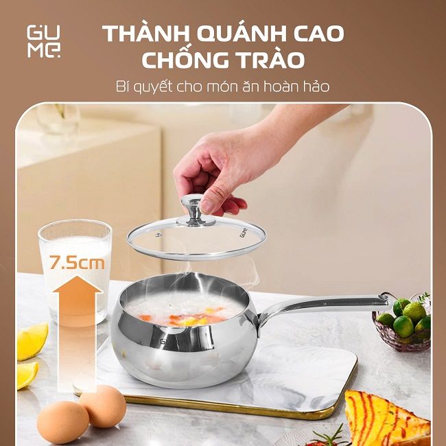 Quánh inox 18/10 cao cấp Gume Trimax GM-W1514 - Bảo hành 1 đổi 1 trong 15 ngày