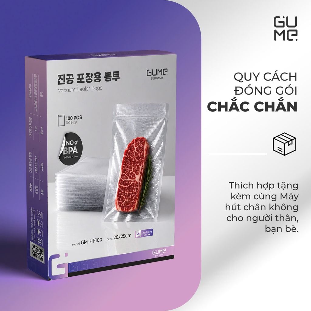 Túi Hút Chân Không Thực Phẩm 1 Mặt Nhám Gume