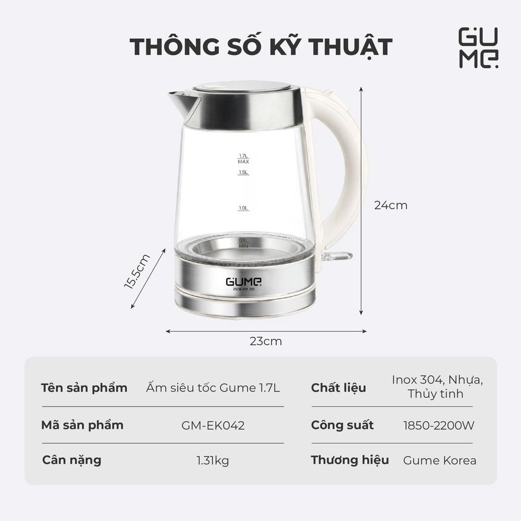 Ấm Siêu Tốc Gume 1.7L GM - EK042