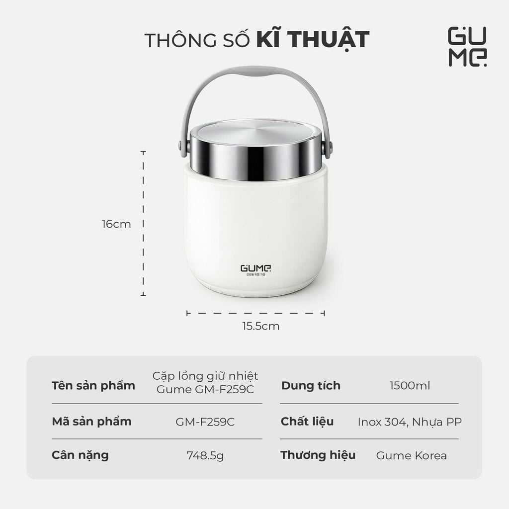 Cặp Lồng Giữ Nhiệt Gume GM-F259 1.5L