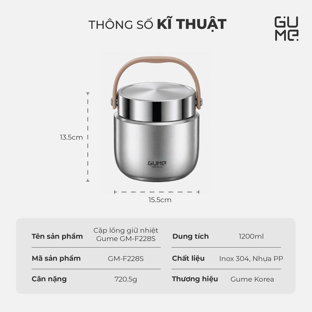 Cặp Lồng Giữ Nhiệt Gume GM-F228 1.2L