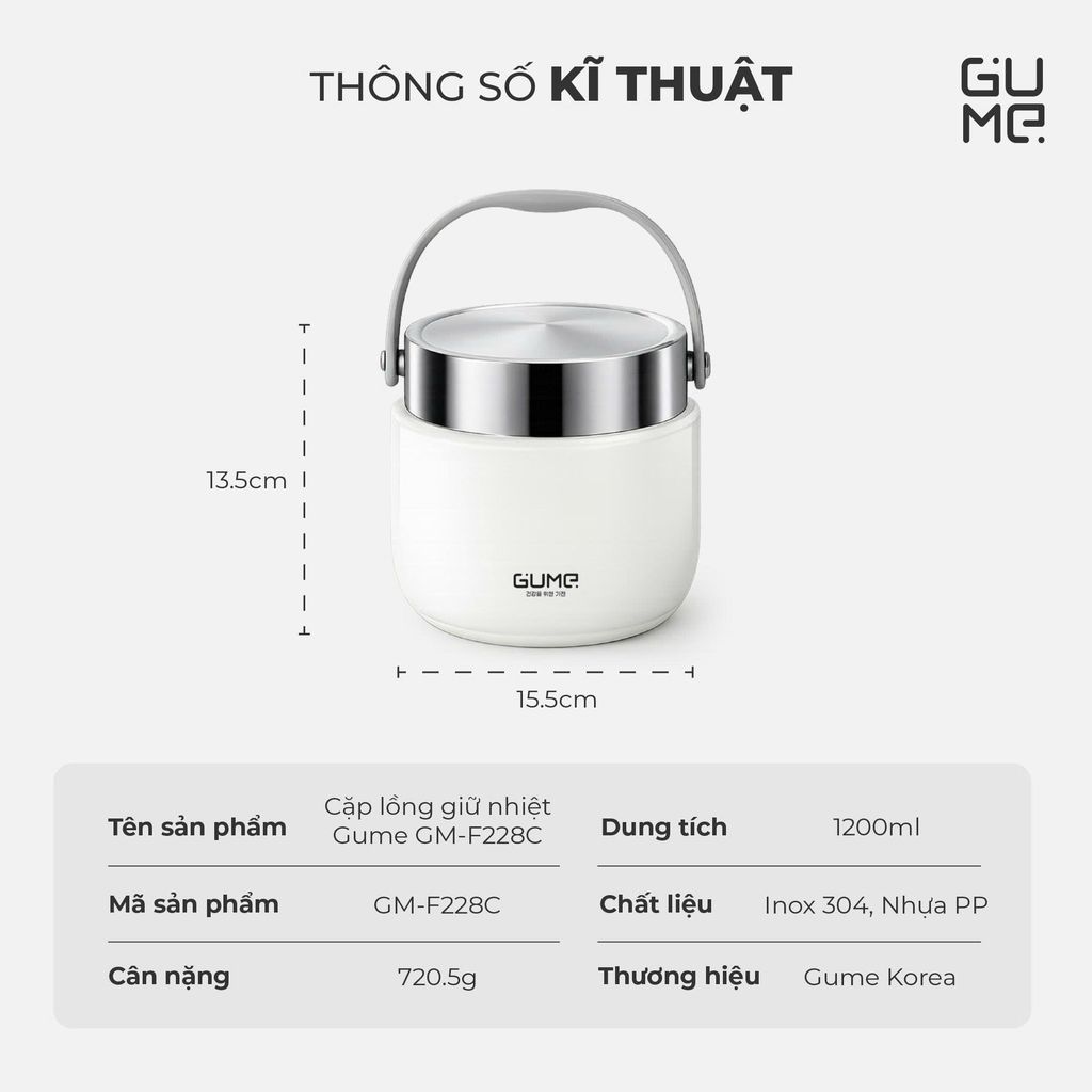 Cặp Lồng Giữ Nhiệt Gume GM-F228 1.2L