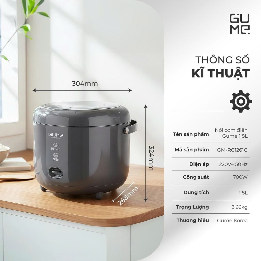 Nồi Cơm Điện Gume 1.8L GM - RC1261G