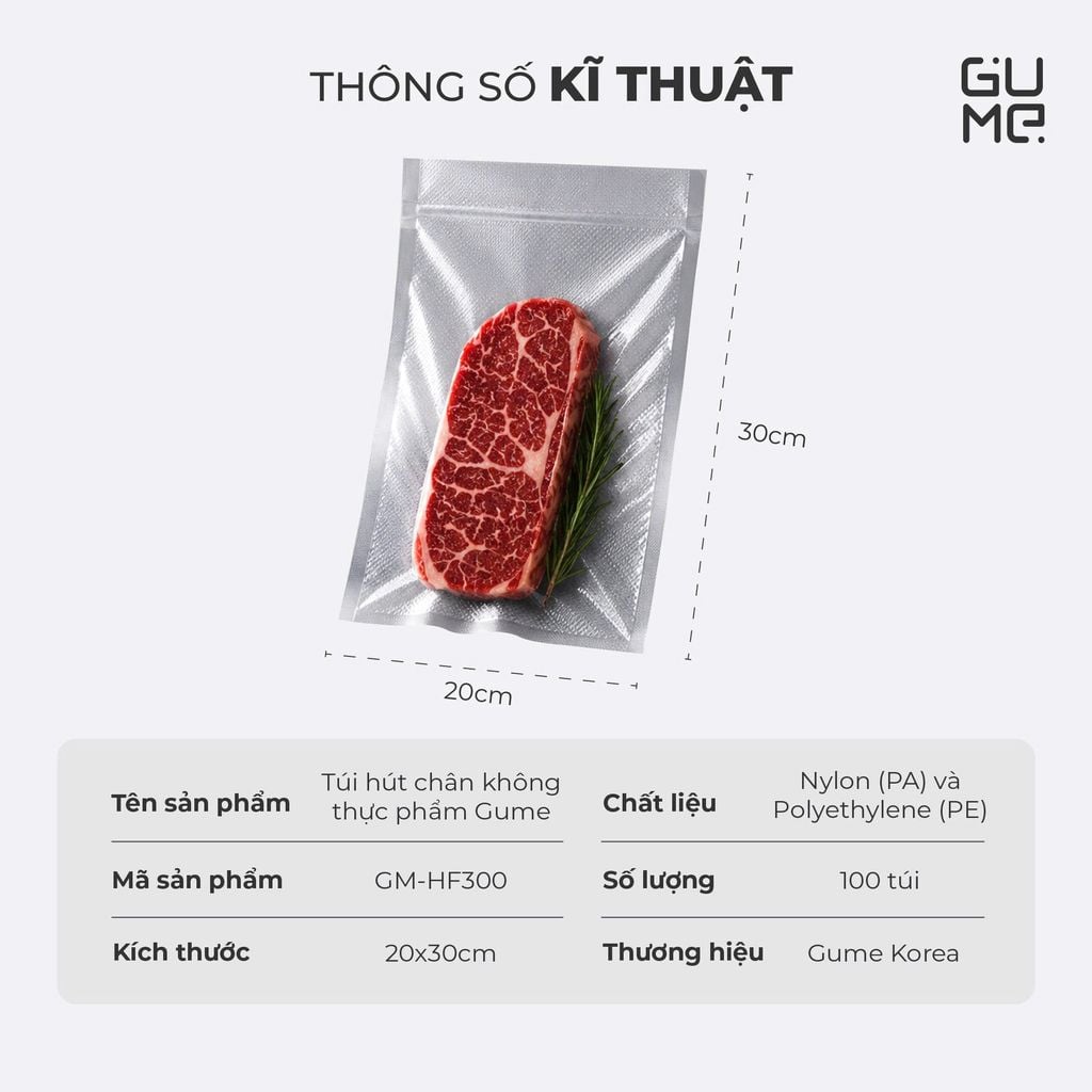 Túi Hút Chân Không Thực Phẩm 1 Mặt Nhám Gume