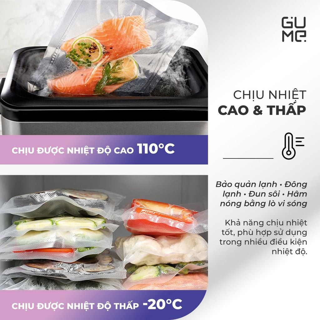 Túi Hút Chân Không Thực Phẩm 1 Mặt Nhám Gume