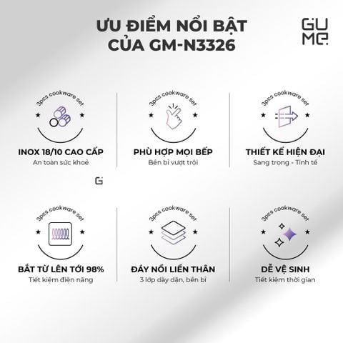  Bộ Nồi Lẩu Đa Năng Inox 18/10 Liền Khối Gume GM - N3226 