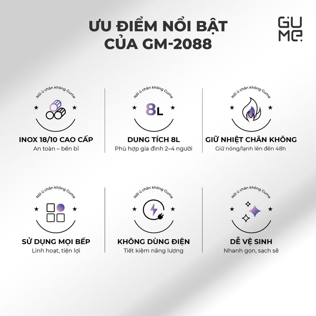 Nồi Ủ Chân Không 8L Plus Gume