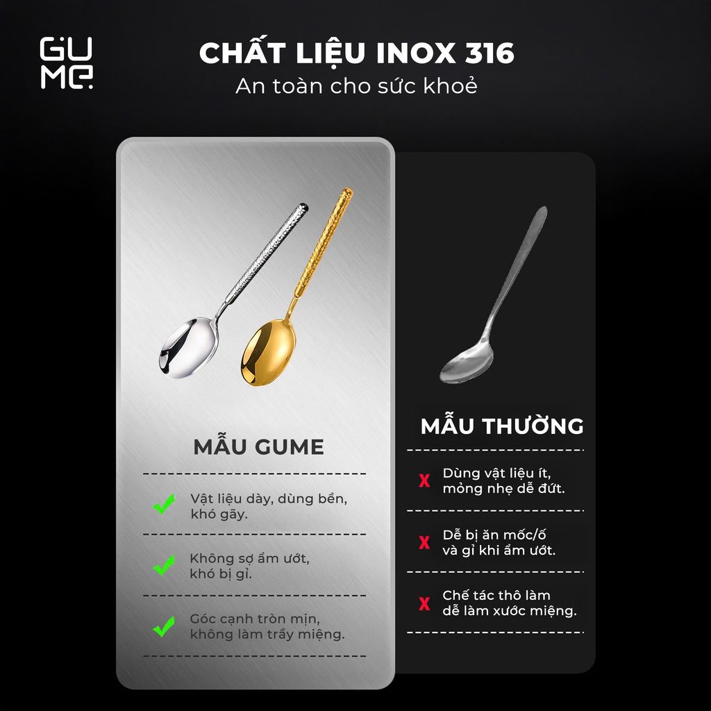 BỘ 6 THÌA INOX 316 CÁN DÀI HOA VĂN HÀN QUỐC