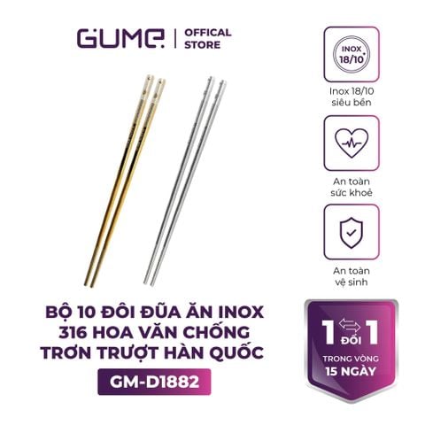  Bộ 10 Đôi Đũa Inox 316 Hàn Quốc GUME GM-D1882 