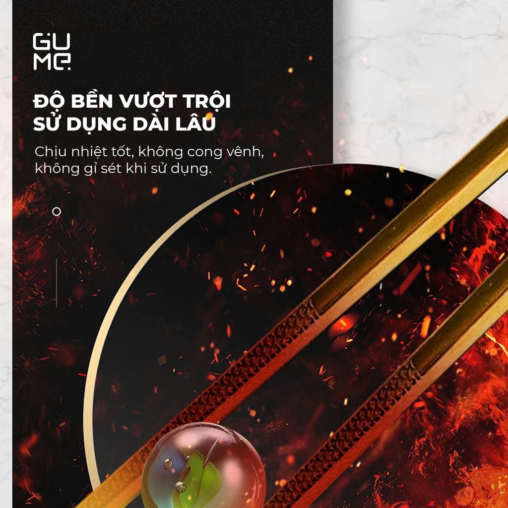 Bộ 10 Đôi Đũa Inox 316 Hàn Quốc GUME GM-D1882