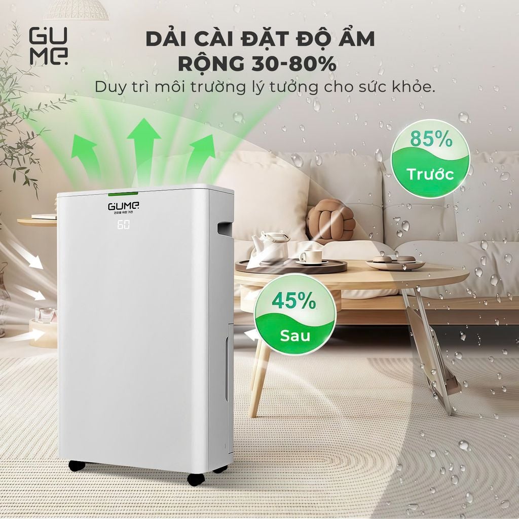 MÁY HÚT ẨM KÈM LỌC KHÔNG KHÍ GUME GM-D2