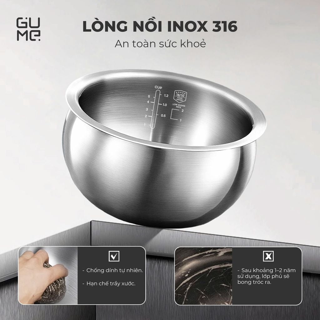 NỒI CƠM ĐIỆN TÁCH ĐƯỜNG GUME GM-RC1430 - Bảo hành 12 tháng chính hãng