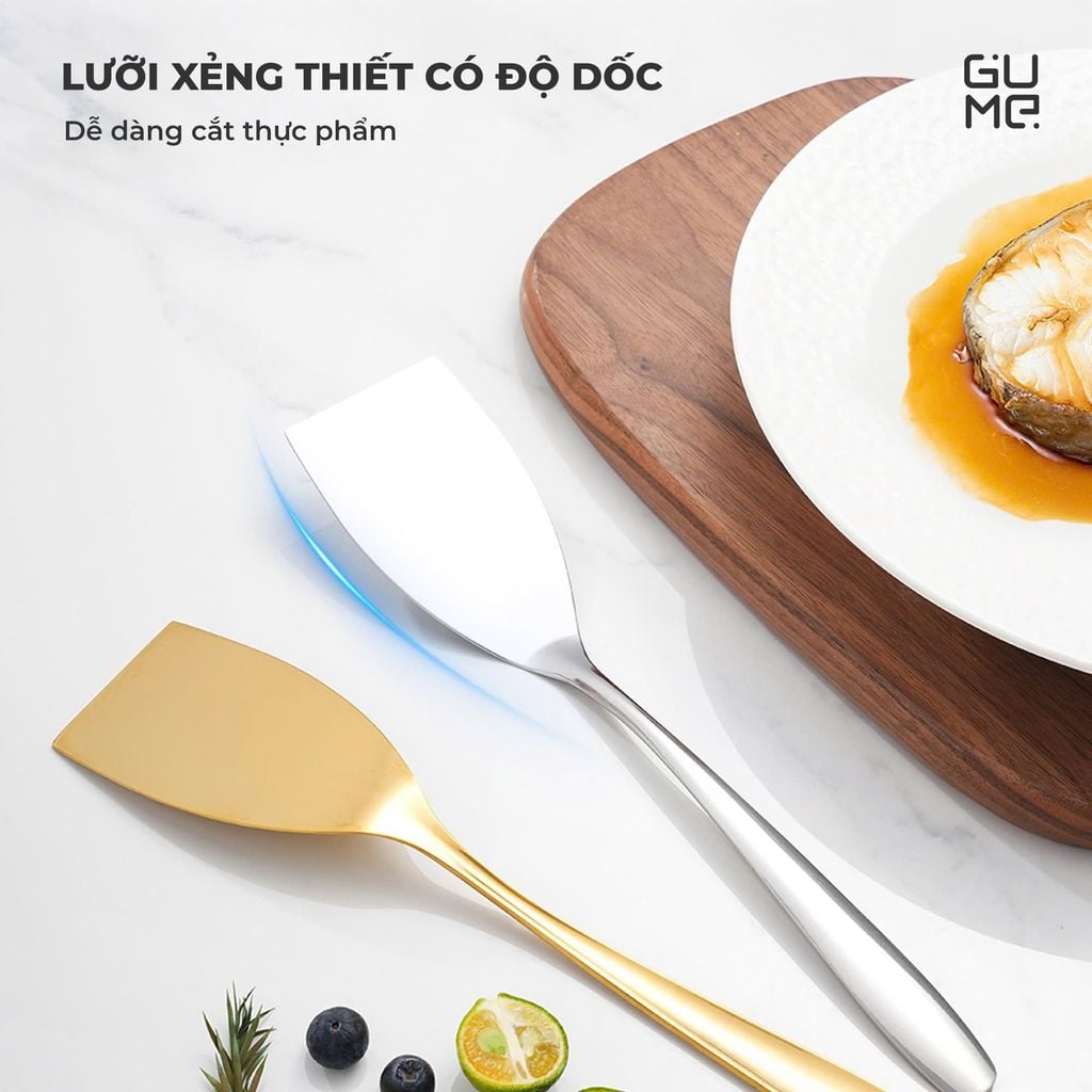 Xẻng lật thức ăn đa năng inox 304  trơn Hàn Quốc