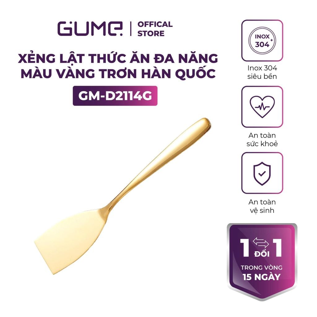 Xẻng lật thức ăn đa năng inox 304  trơn Hàn Quốc