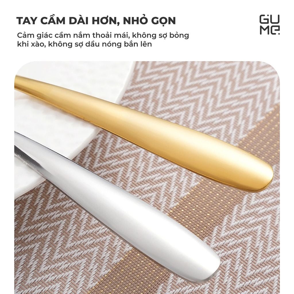 Xẻng lật thức ăn đa năng inox 304  trơn Hàn Quốc