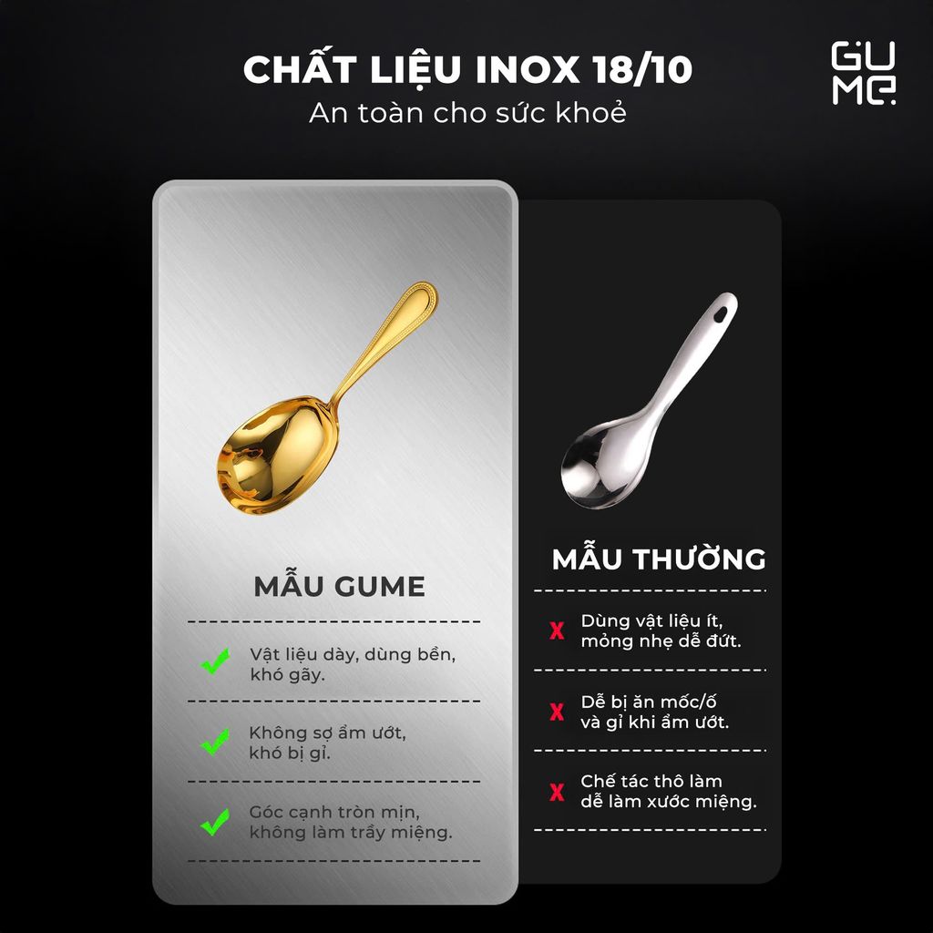 MUỖI CANH INOX CAO CẤP 18/10 MÀU VÀNG GUME