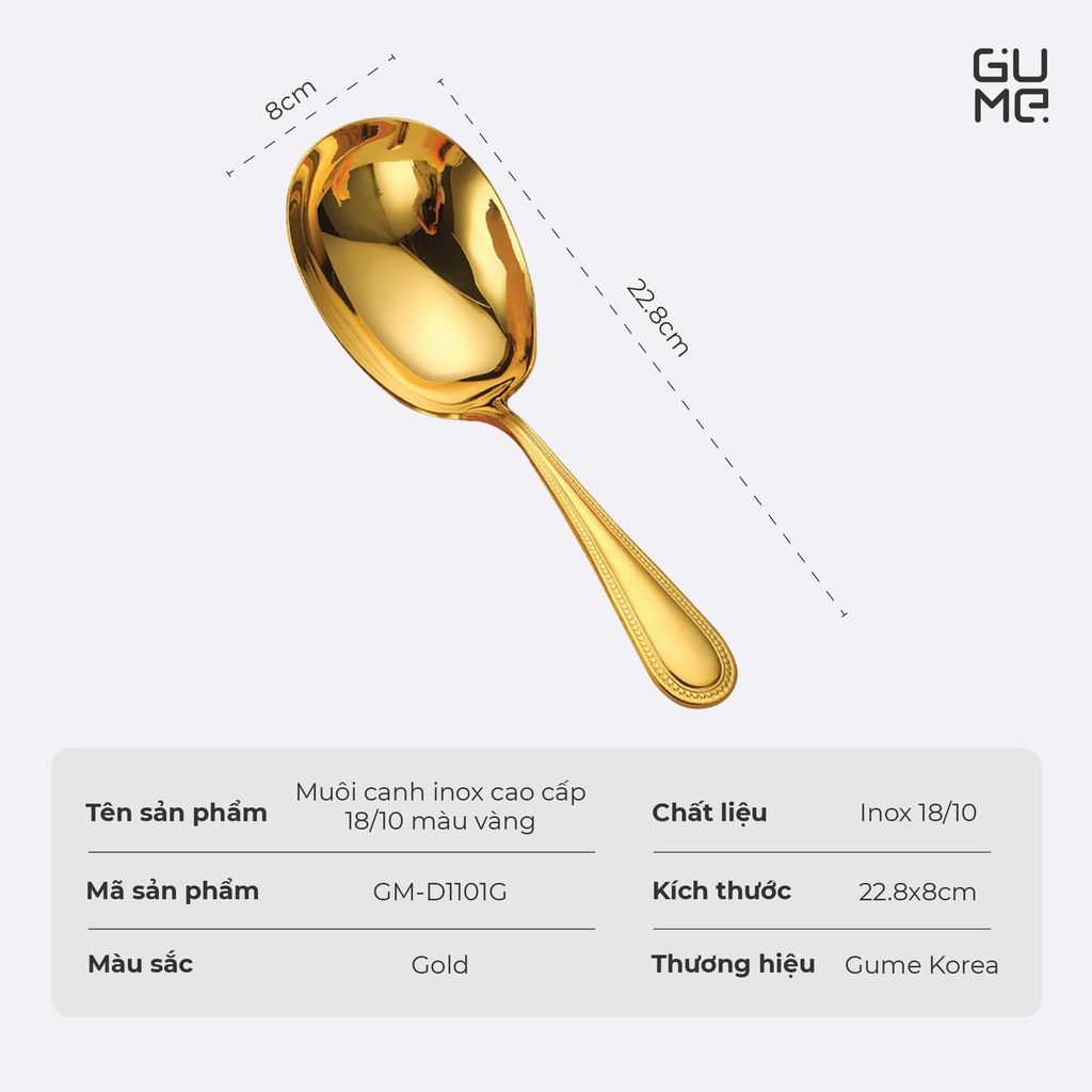 MUỖI CANH INOX CAO CẤP 18/10 MÀU VÀNG GUME
