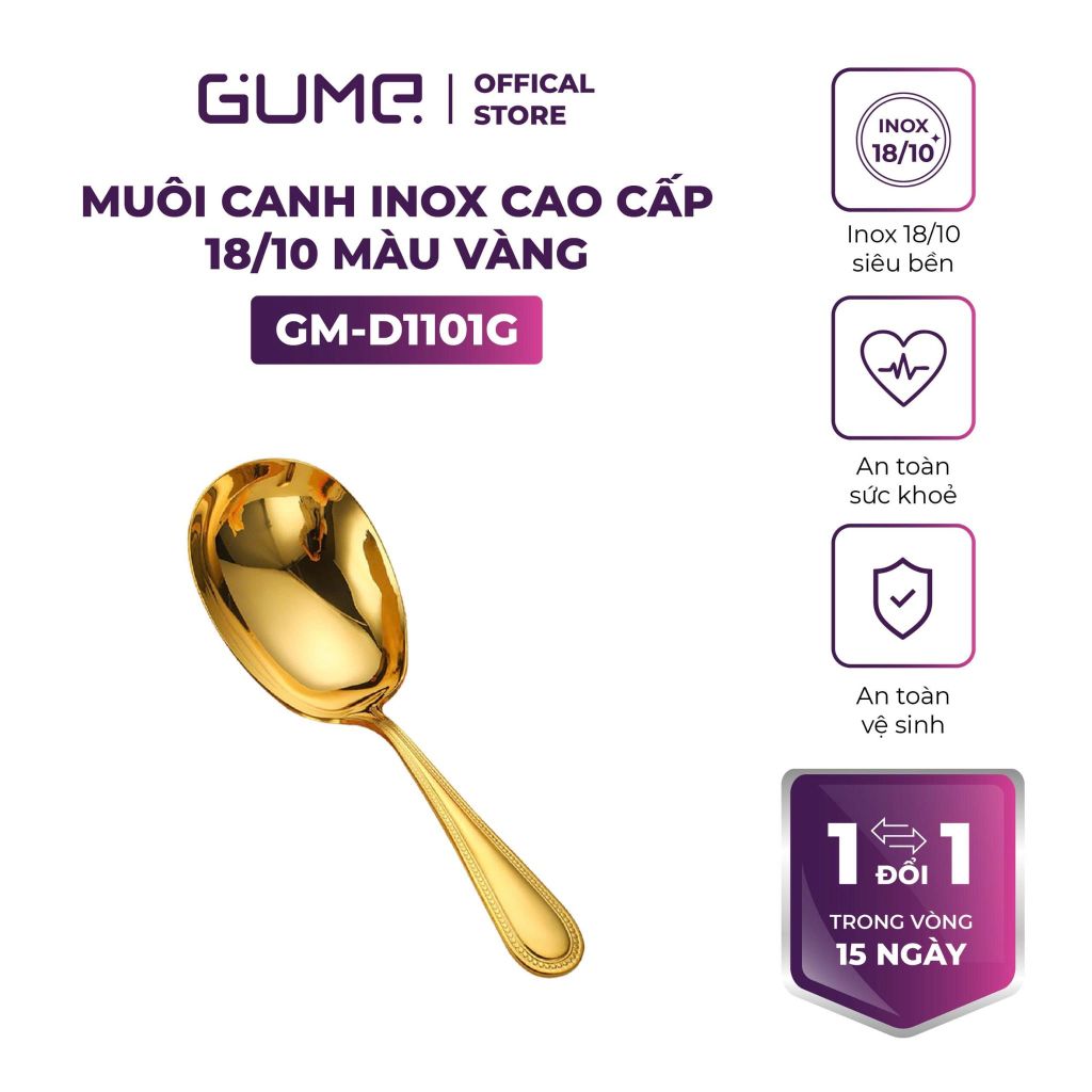 MUỖI CANH INOX CAO CẤP 18/10 MÀU VÀNG GUME