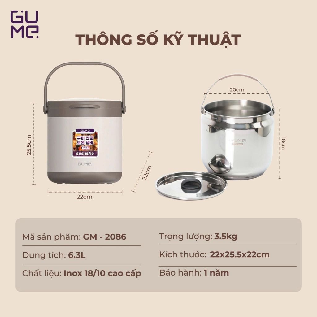 Nồi Ủ Đa Năng Gume Korea GM-2086 - Bảo hành 1 năm