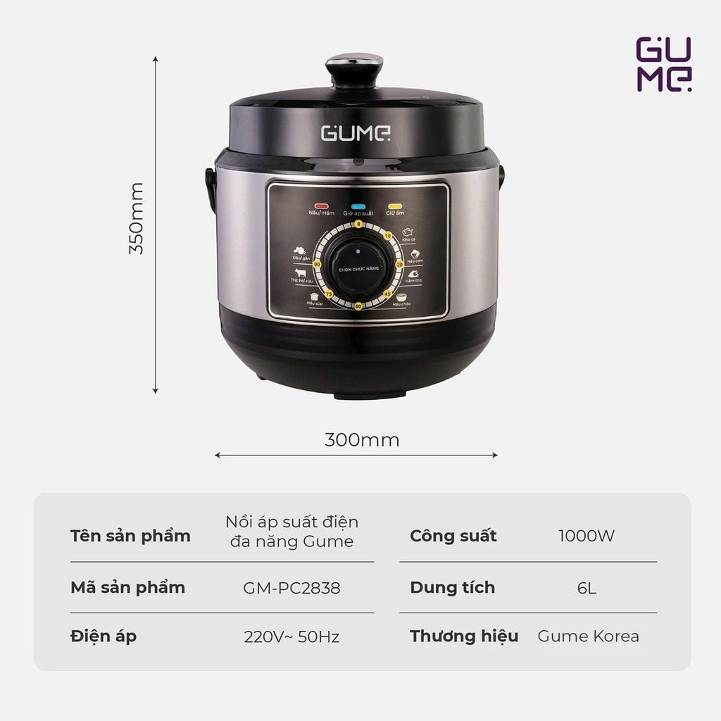 Nồi Áp Suất Điện Đa Năng Gume Korea Chính Hãng Giá Tốt - Bảo Hành 12 Tháng