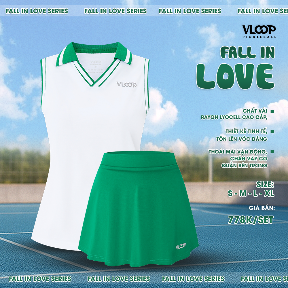  BỘ VÁY ÁO PICKLEBALL SÁT NÁCH - FALL IN LOVE 