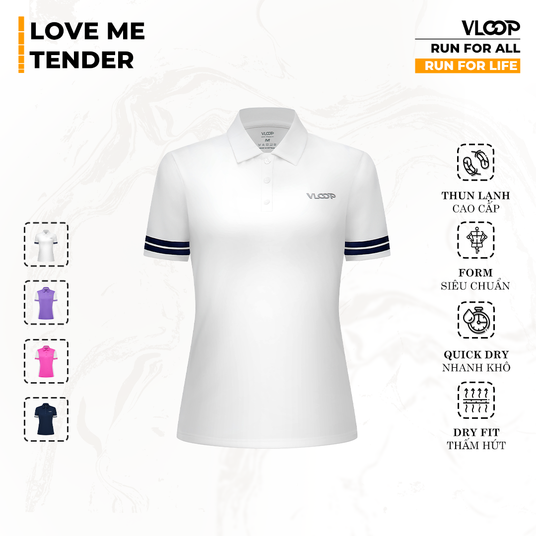  Áo Polo Pickleball VLOOP màu trắng - BST LOVE ME TENDER 