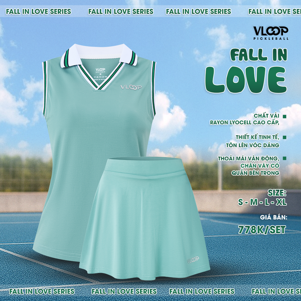  BỘ VÁY ÁO PICKLEBALL SÁT NÁCH - FALL IN LOVE 