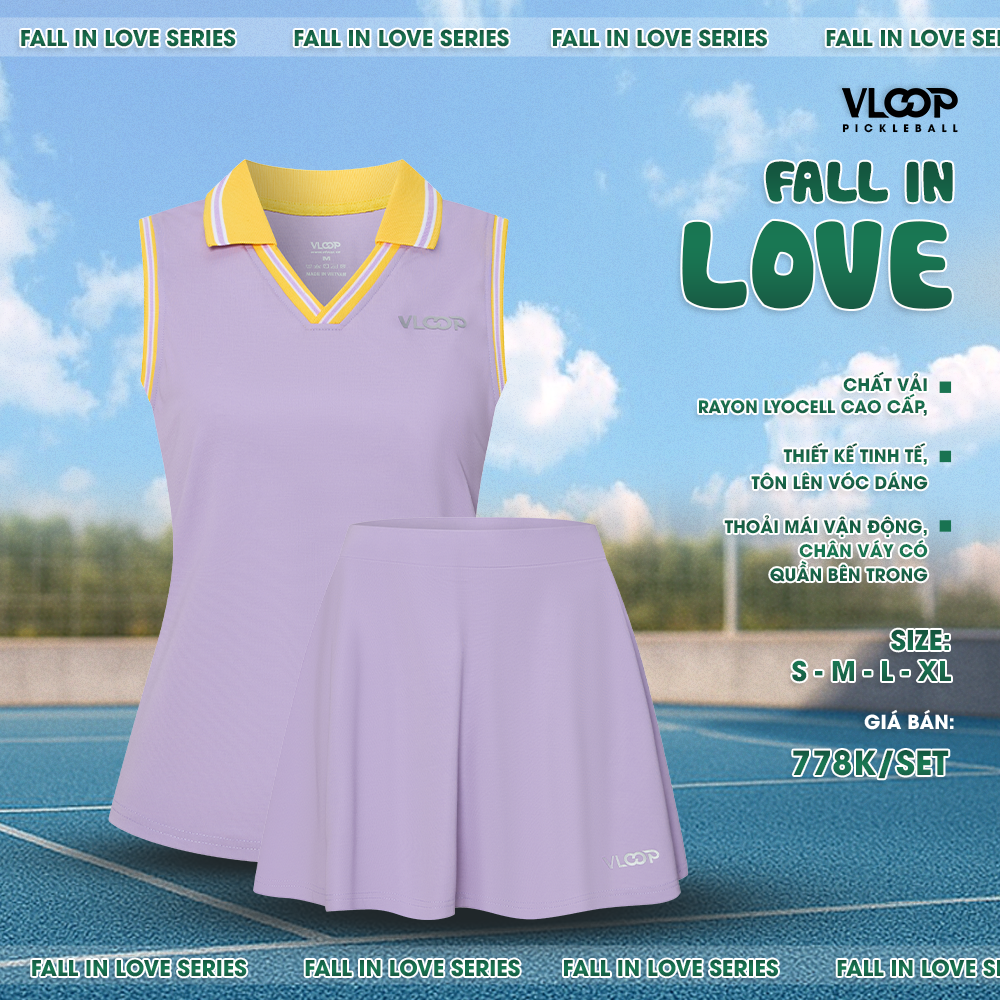  BỘ VÁY ÁO PICKLEBALL SÁT NÁCH - FALL IN LOVE 