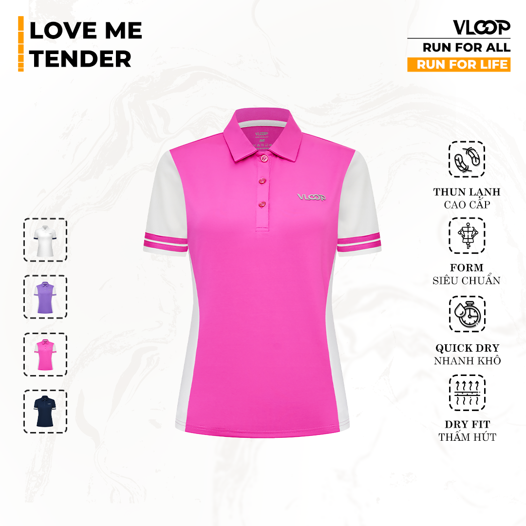  Áo Polo Pickleball VLOOP màu hồng - BST LOVE ME TENDER 