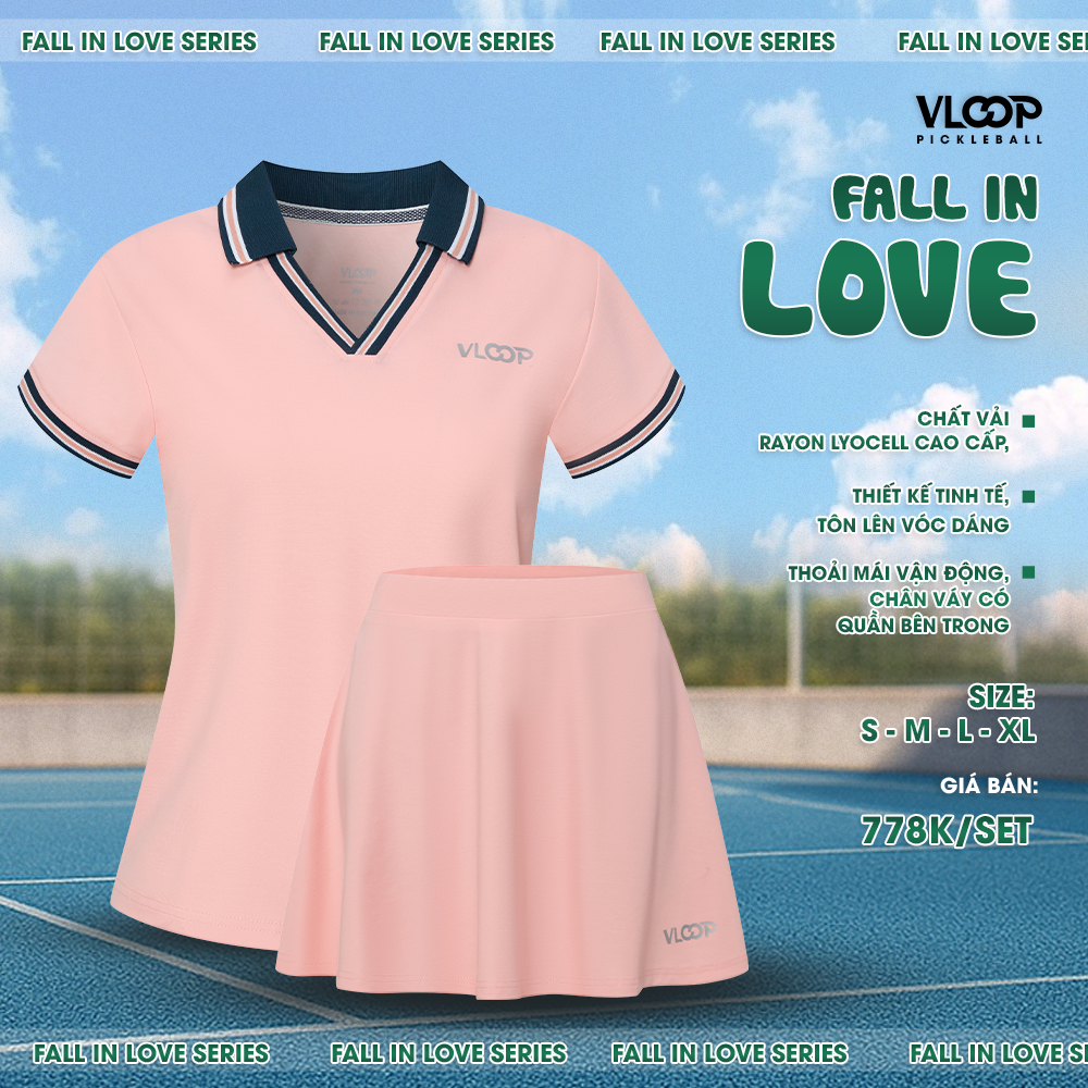  BỘ VÁY ÁO PICKLEBALL TAY LỠ - FALL IN LOVE 