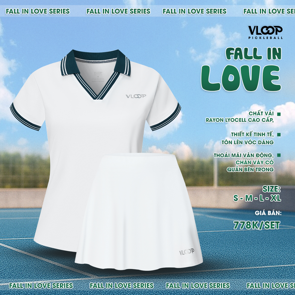 BỘ VÁY ÁO PICKLEBALL TAY LỠ - FALL IN LOVE 
