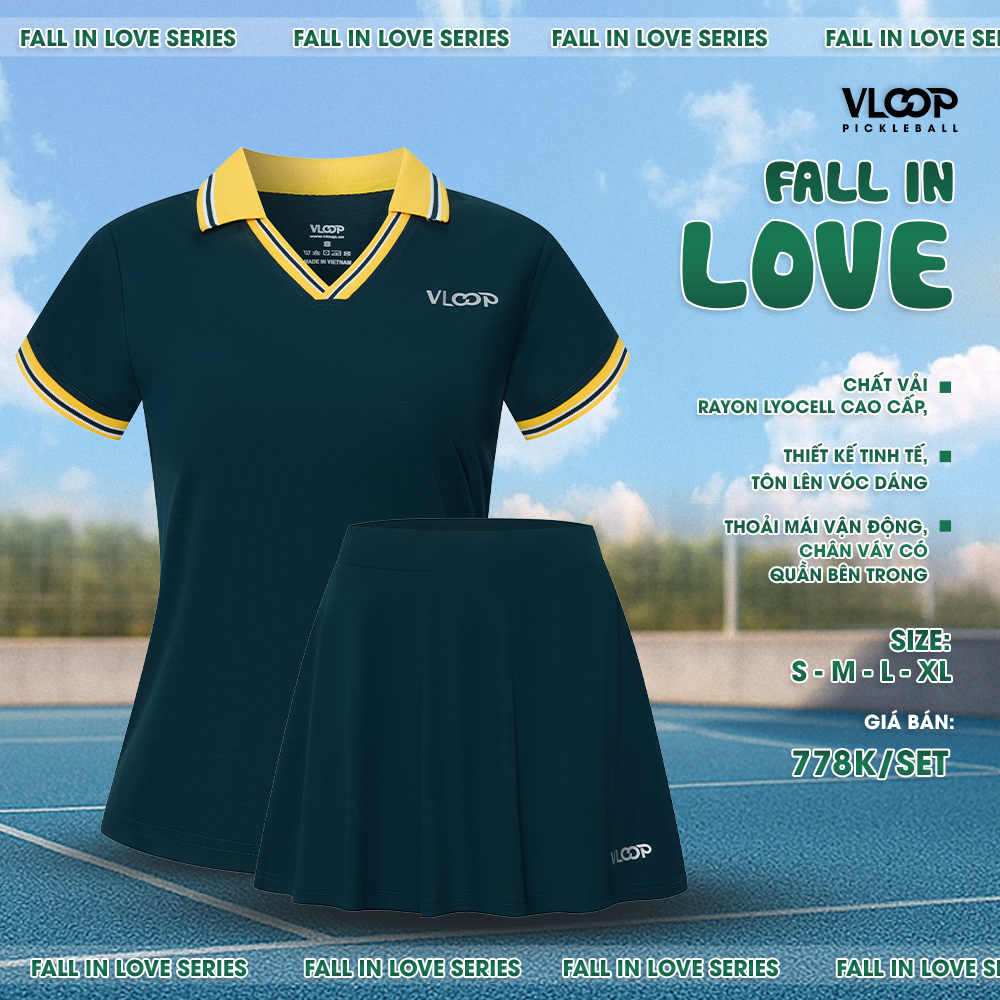  BỘ VÁY ÁO PICKLEBALL TAY LỠ - FALL IN LOVE 