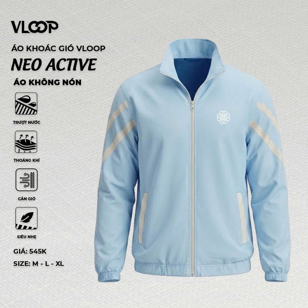  ÁO KHOÁC GIÓ THỂ THAO CAO CẤP NEO ACTIVE - KHÔNG NÓN 