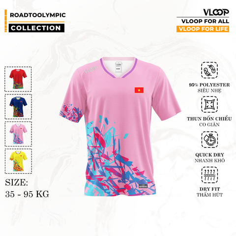 Áo Thể Thao Cổ Tim VLOOP màu hồng - BST ROAD TO OLYMPIC 2024