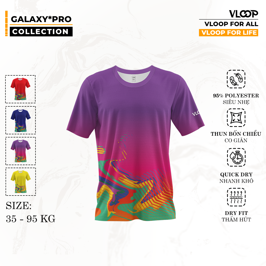  Áo Thể Thao Cổ tròn VLOOP màu tím - BST GALAXY*PRO 2024 