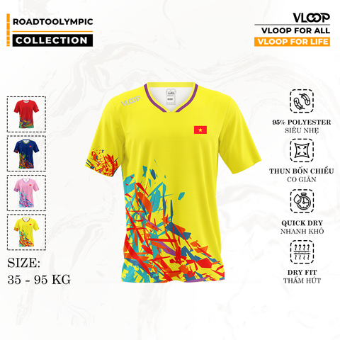Áo Thể Thao Cổ Tim VLOOP màu vàng - BST ROAD TO OLYMPIC 2024
