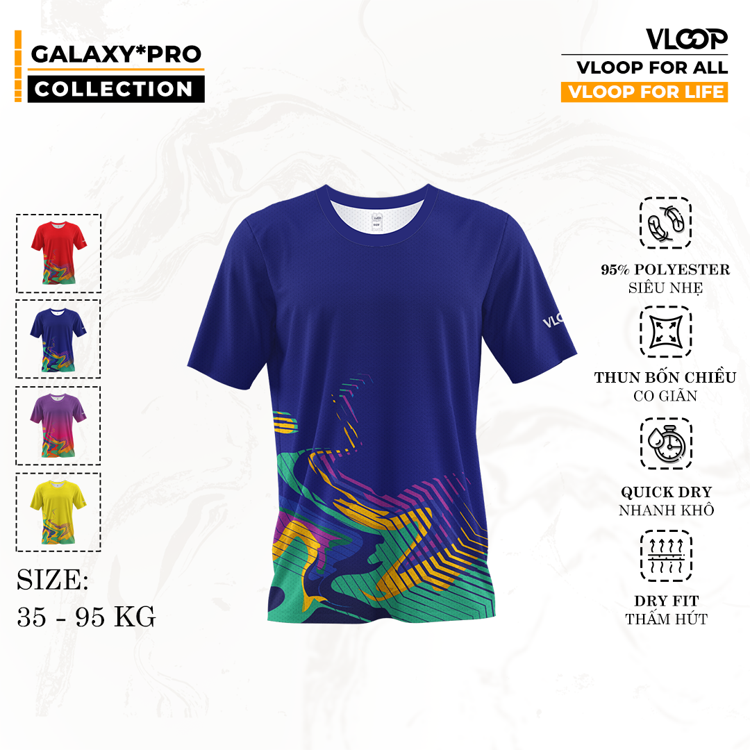  Áo Thể Thao Cổ tròn VLOOP màu xanh Navy - BST GALAXY*PRO 2024 