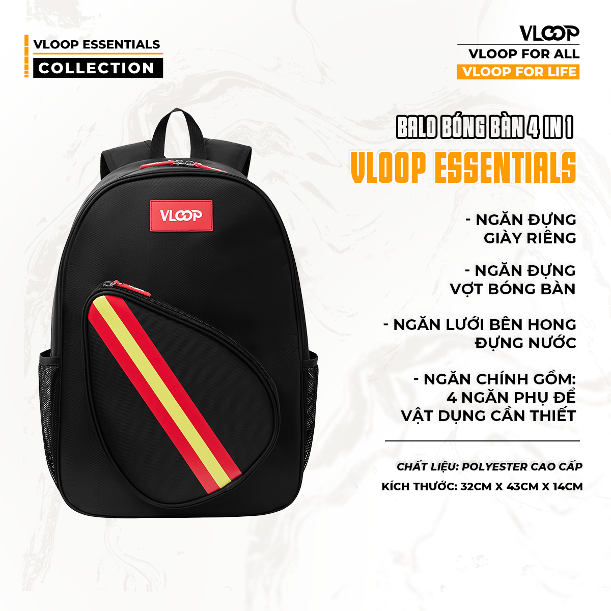  BaLô Bóng Bàn VLOOP ESSENTIALS 