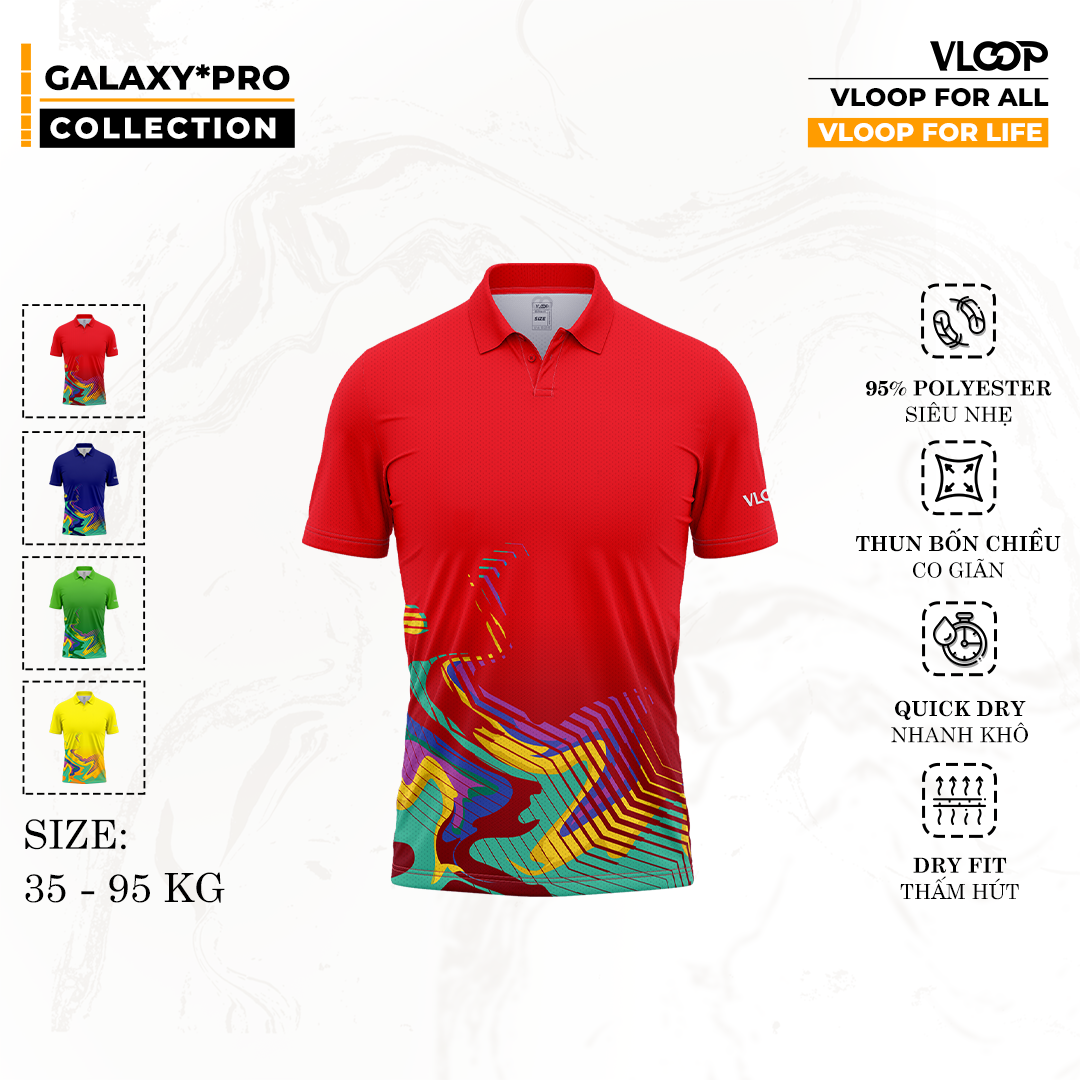  Áo Thể Thao Cổ Polo VLOOP Màu Đỏ - BST GALAXY*PRO 2024 