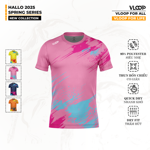 ÁO THỂ THAO CỔ TRÒN VLOOP MÀU HỒNG - BỘ SƯU TẬP HALLO 2025 - SPRING SERIES