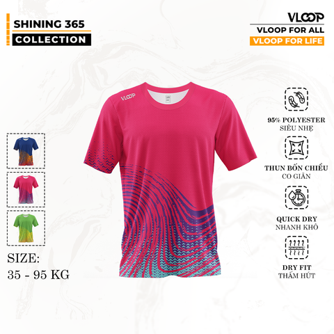 Áo Chạy Bộ VLOOP Cổ Tròn Màu Hồng  - BST SHINING 365