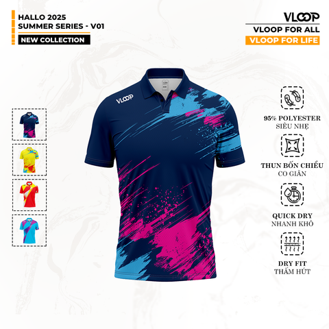ÁO THỂ THAO VLOOP CỔ POLO MÀU XANH NAVY - BST HALLO 2025 - SUMMER SERIES