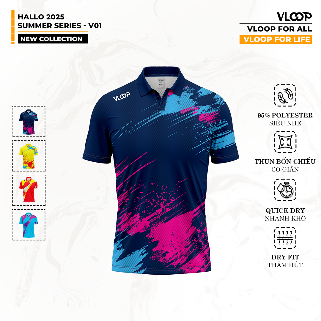  ÁO THỂ THAO VLOOP CỔ POLO MÀU XANH NAVY - BST HALLO 2025 - SUMMER SERIES 