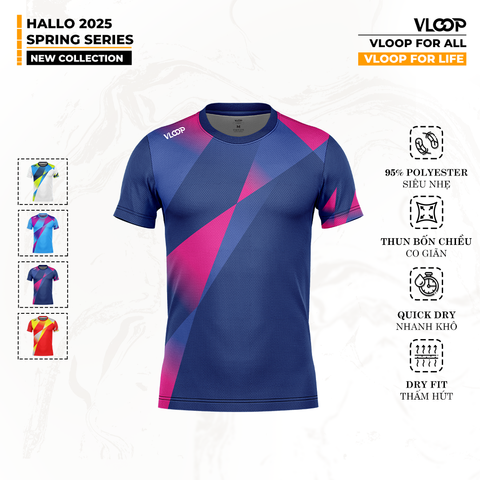 ÁO THỂ THAO CỔ TRÒN VLOOP MÀU XANH NAVY VL2 - BỘ SƯU TẬP HALLO 2025 - SPRING SERIES