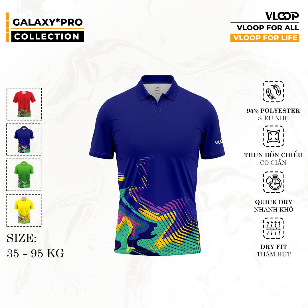  Áo Thể Thao Cổ Polo VLOOP Màu xanh Navy - BST GALAXY*PRO 2024 