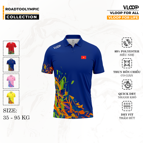 Áo Thể Thao Cổ Polo VLOOP màu xanh dương - BST ROAD TO OLYMPIC 2024