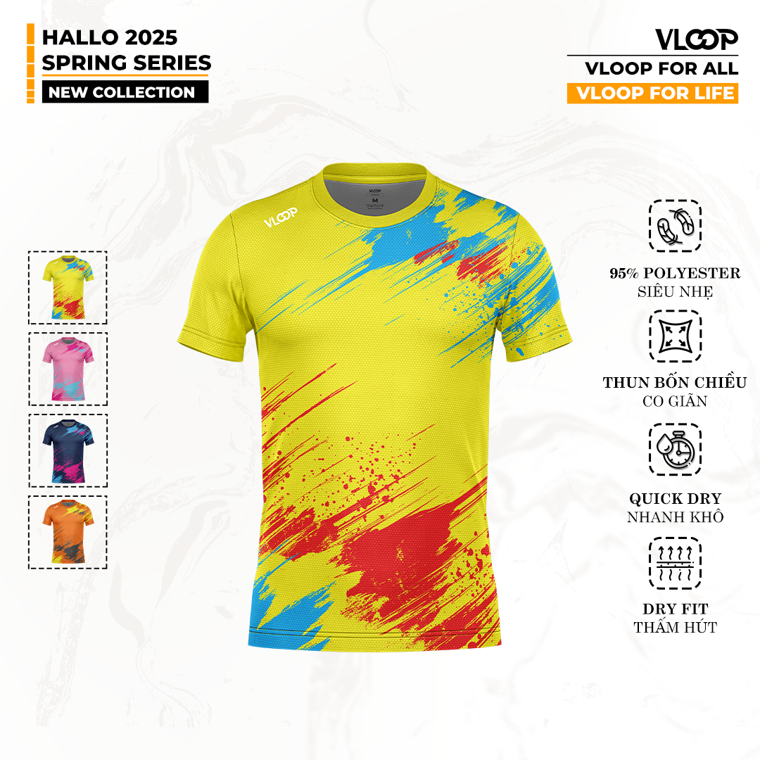  ÁO THỂ THAO CỔ TRÒN VLOOP MÀU VÀNG - BỘ SƯU TẬP HALLO 2025 - SPRING SERIES 