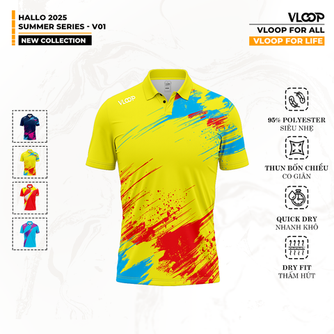 ÁO THỂ THAO VLOOP CỔ POLO MÀU VÀNG - BST HALLO 2025 - SUMMER SERIES