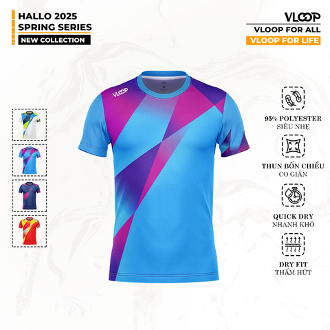 ÁO THỂ THAO CỔ TRÒN VLOOP MÀU XANH DƯƠNG - BỘ SƯU TẬP HALLO 2025 - SPRING SERIES