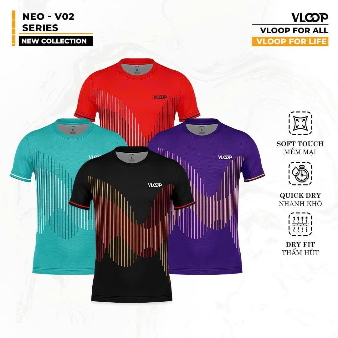  ÁO THỂ THAO PICKLEBALL VLOOP NEO-V02 CỔ TRÒN CHÍNH HÃNG 
